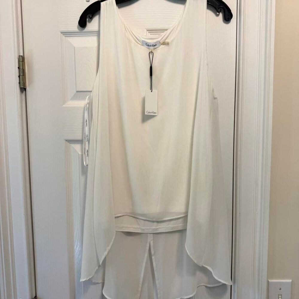 NWT Calvin Klein mesh tank top overlay with white tank top